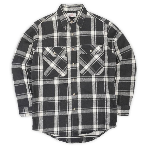 画像1: 90's PRIVATE PROPERTY ヘビーネルシャツ "MADE IN USA / BLACK Plaid" (1)