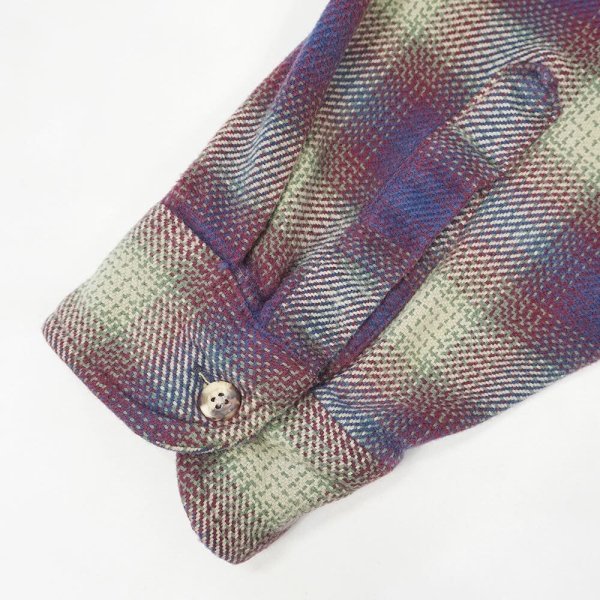 画像4: Late 90's FIVE BROTHER ヘビーネルシャツ "Burgundy Ombre Plaid" (4)