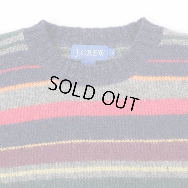 画像3: 00's J.CREW マルチボーダー柄 ウールニット (3)