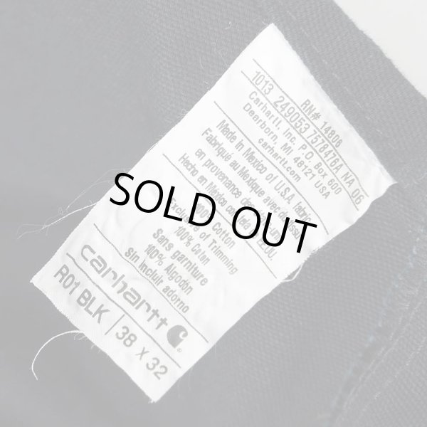 画像2: 00's Carhartt ダブルニー ダックオーバーオール "BLACK / W38 L32" (2)