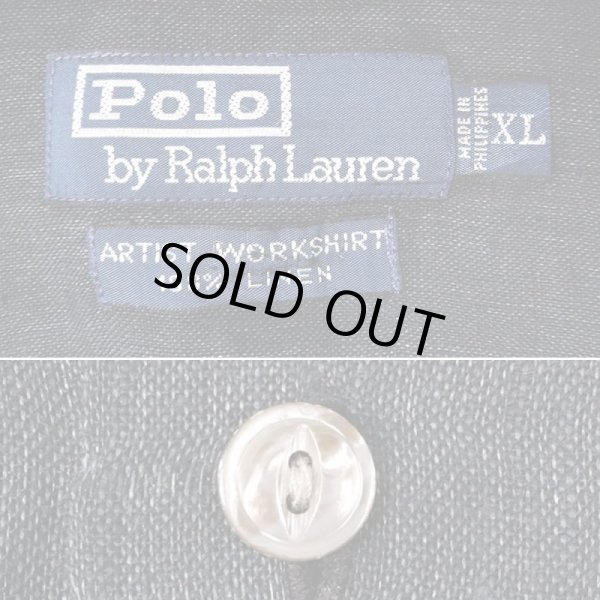 画像2: 90's Polo Ralph Lauren オープンカラーシャツ "ARTIST WORK SHIRT" (2)