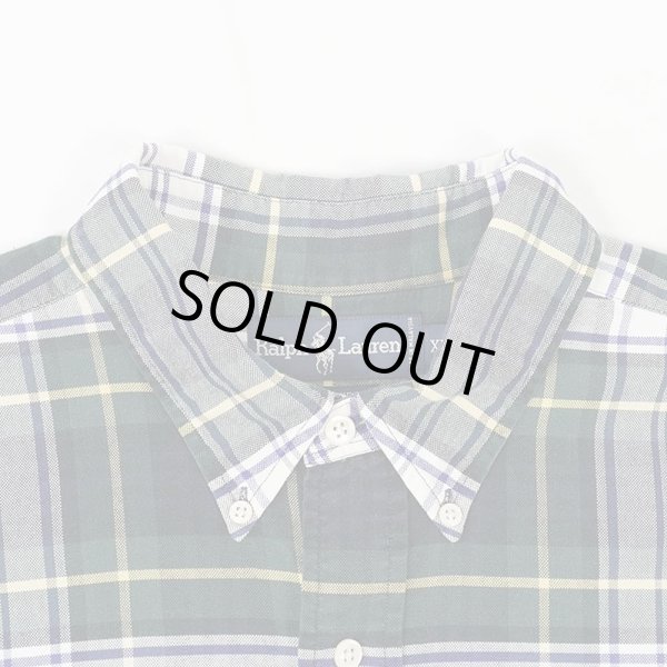 画像3: 90's Polo Ralph Lauren ボタンダウンシャツ "BIG SHIRT / NAVY × GREEN Plaid" (3)