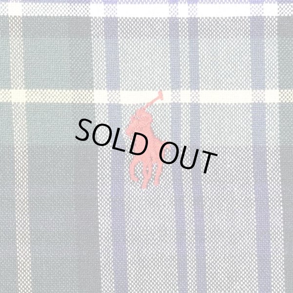 画像4: 90's Polo Ralph Lauren ボタンダウンシャツ "BIG SHIRT / NAVY × GREEN Plaid" (4)