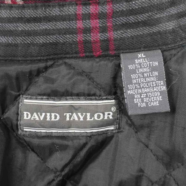 画像2: 90's DAVID TAYLOR キルティングライナー ネルシャツ "BLACK Plaid" (2)
