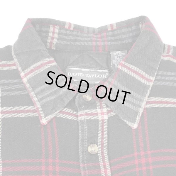 画像3: 90's DAVID TAYLOR キルティングライナー ネルシャツ "BLACK Plaid" (3)