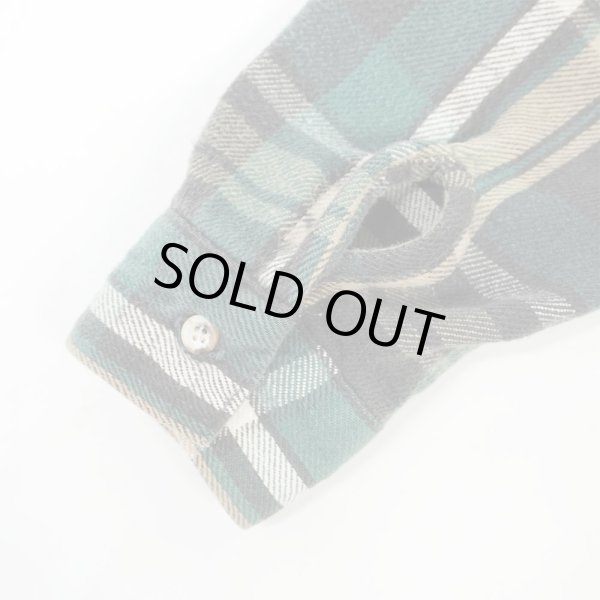 画像4: 90's FIVE BROTHER ヘビーネルシャツ "BLACK×GREEN Plaid" (4)