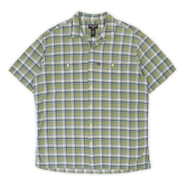 画像1: 90's POLO JEANS S/S オープンカラーシャツ "Green Plaid" (1)