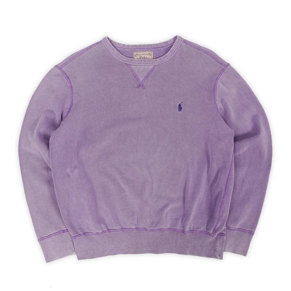 画像1: 00's Polo Ralph Lauren ロゴ刺繍 スウェット "FADE PURPLE" (1)