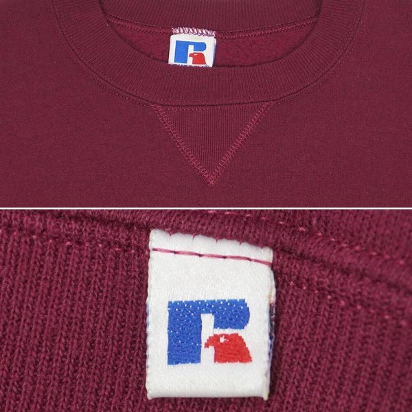 画像3: 90's RUSSELL 前V ブランクスウェット "BURGUNDY / MADE IN USA" (3)