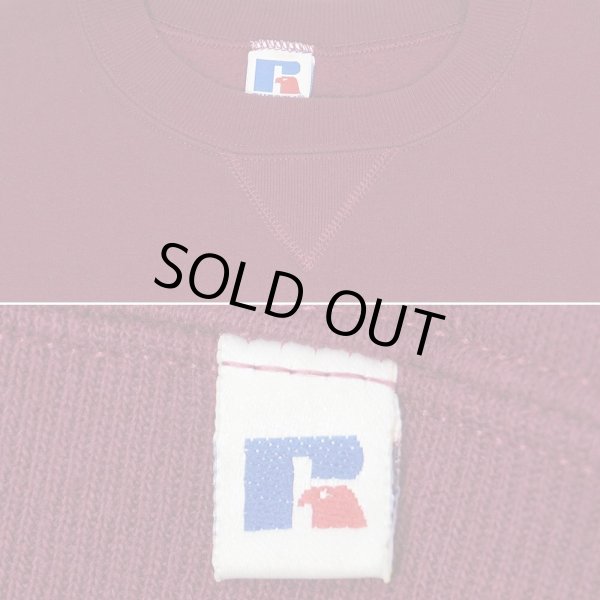 画像3: 90's RUSSELL 前V ブランクスウェット "BURGUNDY / MADE IN USA" (3)