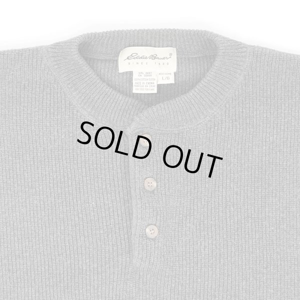 画像3: 90's Eddie Bauer ヘンリーネック コットンニット "白タグ" (3)