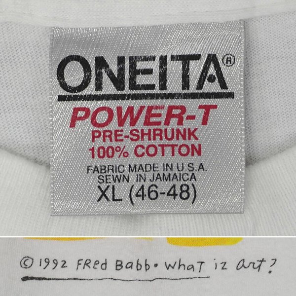 画像2: 90's Fred Babb アートTシャツ "what iz art? / ONEITA body" (2)