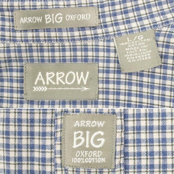 画像2: 90-00's ARROW ボタンダウンシャツ "BIG OXFORD / BLUE PLAID" (2)