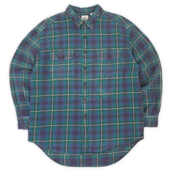 画像1: 90's OLD GAP ヘビーネルシャツ "Omble Plaid" (1)