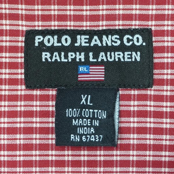 画像2: 90's POLO JEANS S/S オープンカラーシャツ "Red Plaid" (2)
