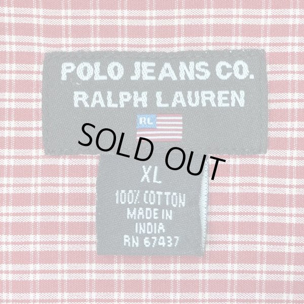 画像2: 90's POLO JEANS S/S オープンカラーシャツ "Red Plaid" (2)