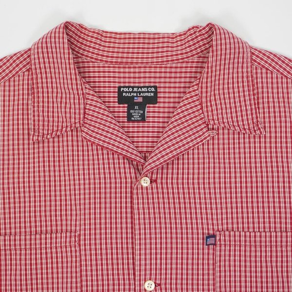 画像3: 90's POLO JEANS S/S オープンカラーシャツ "Red Plaid" (3)