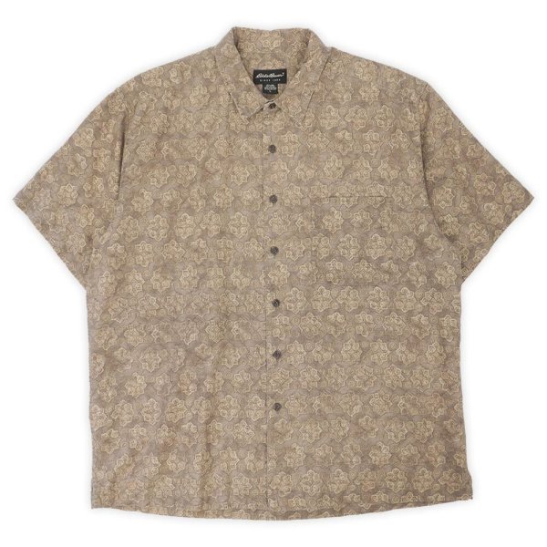 画像1: 00's Eddie Bauer S/S 総柄 レギュラーカラーシャツ (1)