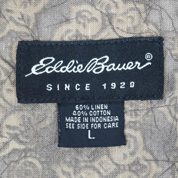 画像2: 00's Eddie Bauer S/S 総柄 レギュラーカラーシャツ (2)