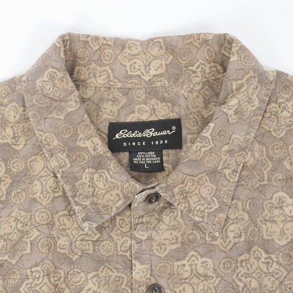 画像3: 00's Eddie Bauer S/S 総柄 レギュラーカラーシャツ (3)