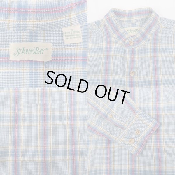 画像3: 90's ST. JOHN'S BAY オンブレチェック柄 バンドカラーシャツ (3)