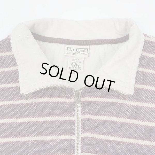 画像3: 00's L.L.Bean ボーダー柄 ハーフジップ 鹿の子スウェット (3)