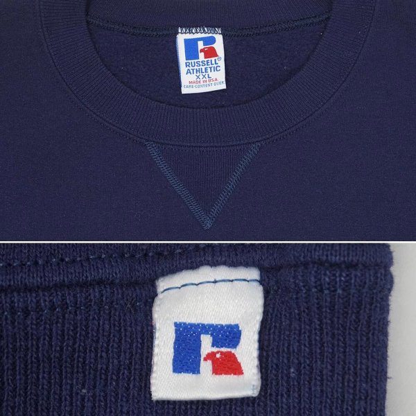 画像3: 90's RUSSELL 前V ブランクスウェット "NAVY / MADE IN USA" (3)