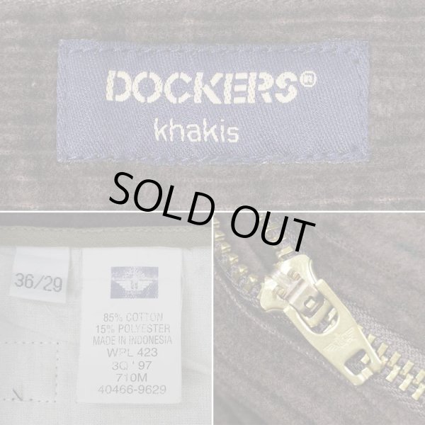画像4: 90's DOCKERS 2タック 太畝コーデュロイトラウザー "Dark Brown / W36 L29" (4)