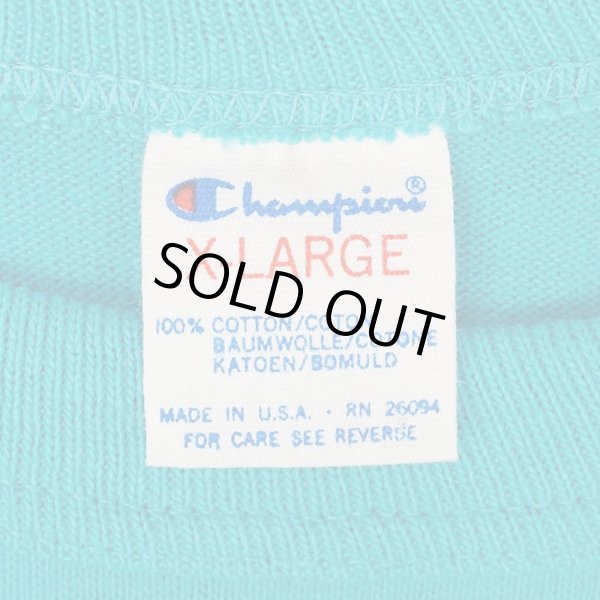 画像2: 80's Champion スクリプトロゴ Tシャツ "TURQUOISE / MADE IN USA" (2)