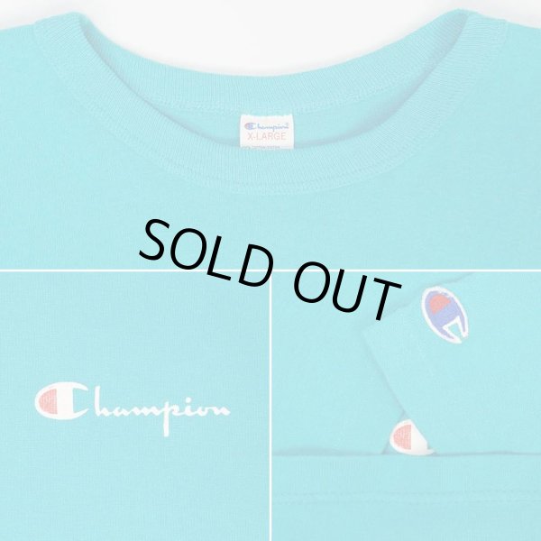 画像3: 80's Champion スクリプトロゴ Tシャツ "TURQUOISE / MADE IN USA" (3)
