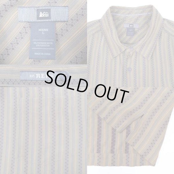 画像3: 00's REI S/S マルチストライプ柄 レーヨンシャツ (3)