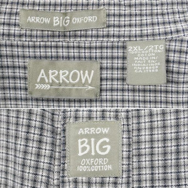 画像2: 90-00's ARROW ボタンダウンシャツ "BIG OXFORD / GRAY PLAID" (2)