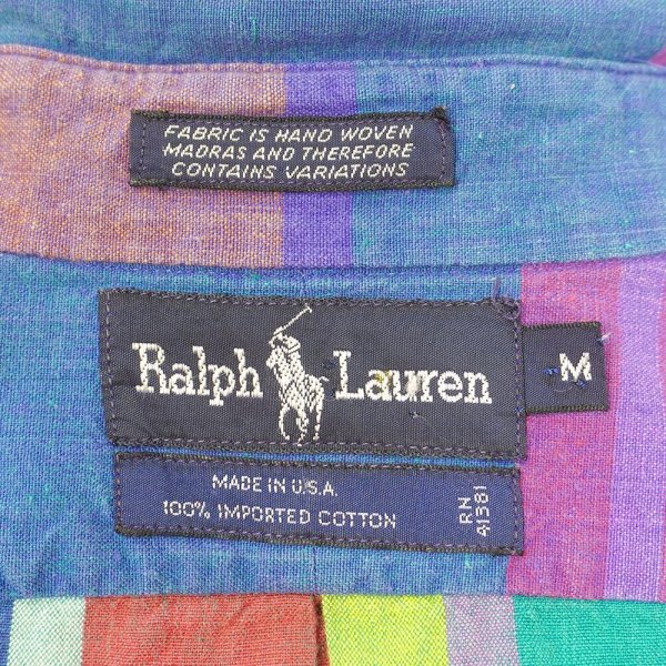 画像2: Early 90's Polo Ralph Lauren S/S ボタンダウンシャツ "MADE IN USA" (2)