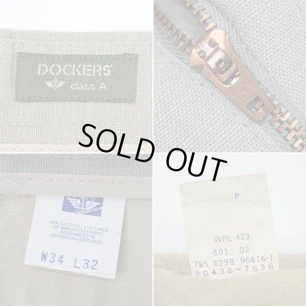 画像4: 90's DOCKERS 2タック リネントラウザー "W34 L32" (4)