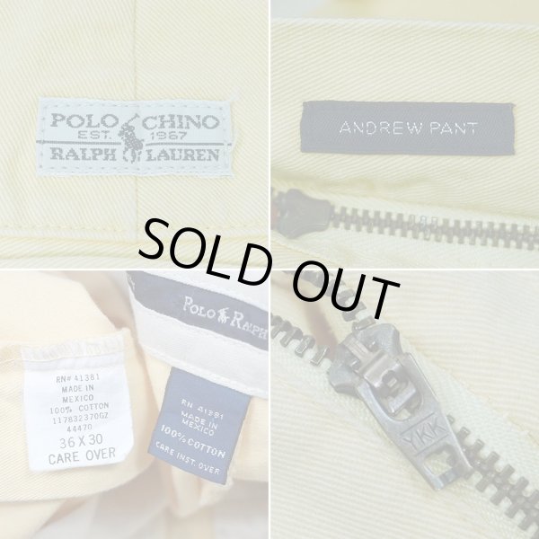画像3: 90's Polo Ralph Lauren 2タック チノトラウザー "ANDREW PANT / W36 L30 / YELLOW" (3)