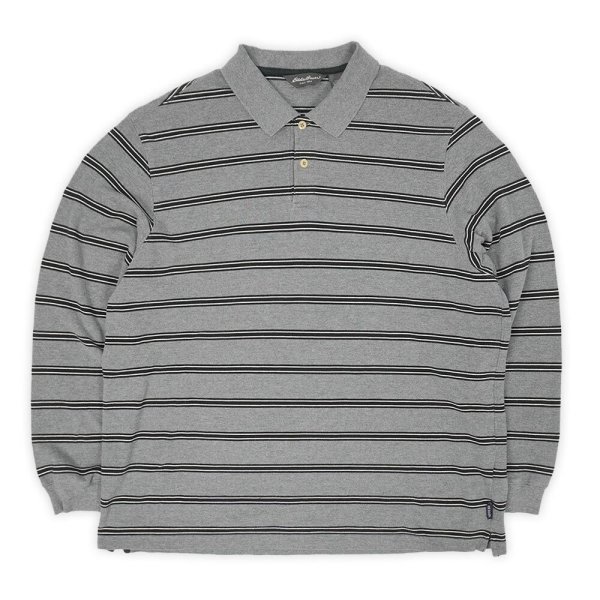 画像1: 00's Eddie Bauer マルチボーダー柄 L/S ポロシャツ (1)