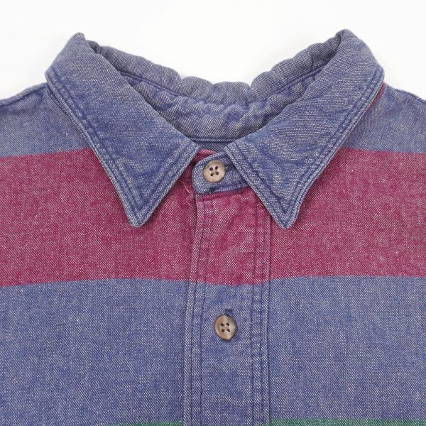 画像3: 90's Eddie Bauer マルチボーダー柄 ワークシャツ "黒タグ / MADE IN USA" (3)