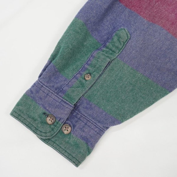 画像4: 90's Eddie Bauer マルチボーダー柄 ワークシャツ "黒タグ / MADE IN USA" (4)