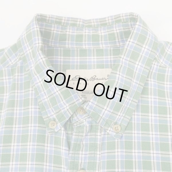 画像3: 90's Eddie Bauer S/S ボタンダウンシャツ “Green Plaid” (3)