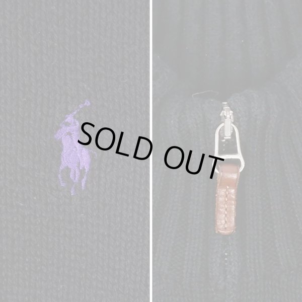 画像3: 90's Polo Ralph Lauren ハーフジップ コットンニット "BLACK" (3)