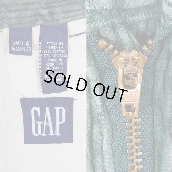 画像3: 90's OLD GAP 2タック 太畝コーデュロイトラウザー "GREEN / W30 L30" (3)