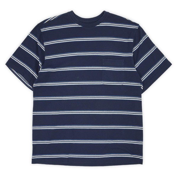 画像1: 90's Puritan マルチボーダー ポケットTシャツ “Navy Base” (1)