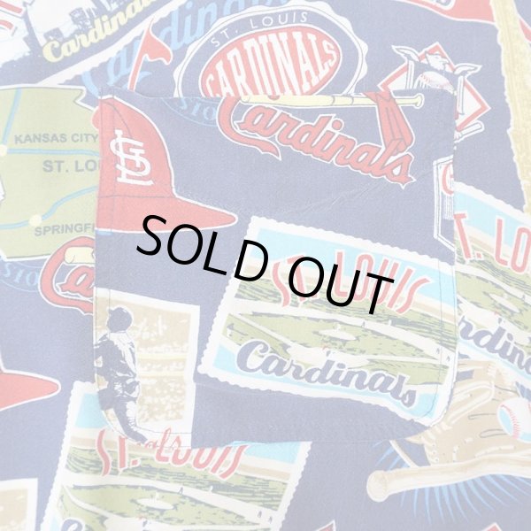 画像3: 00's MLB "St. Louis Cardinals" S/S レーヨン オープンカラーシャツ (3)
