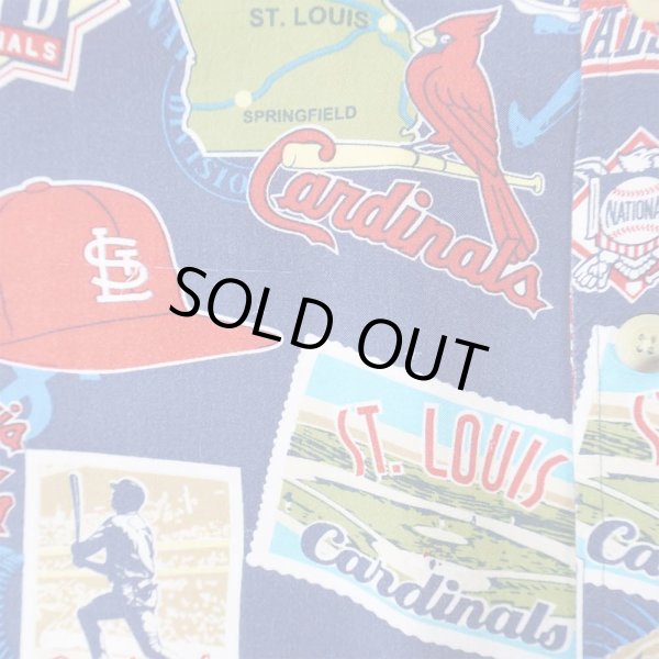 画像5: 00's MLB "St. Louis Cardinals" S/S レーヨン オープンカラーシャツ (5)