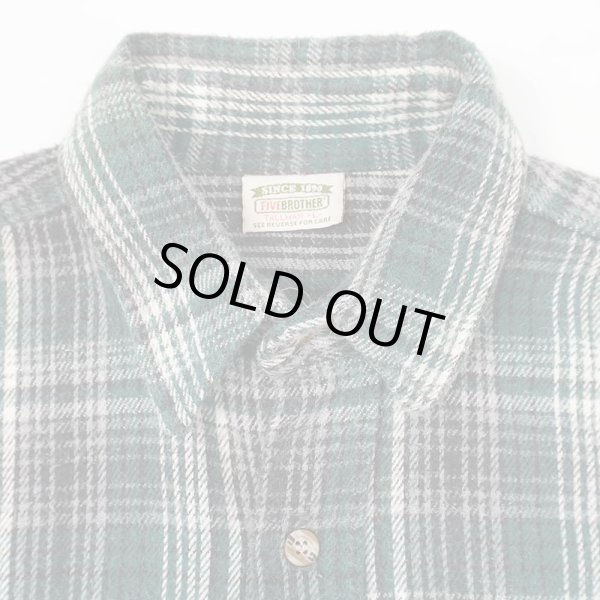 画像3: 90's FIVE BROTHER ヘビーネルシャツ "GREEN BASE" (3)