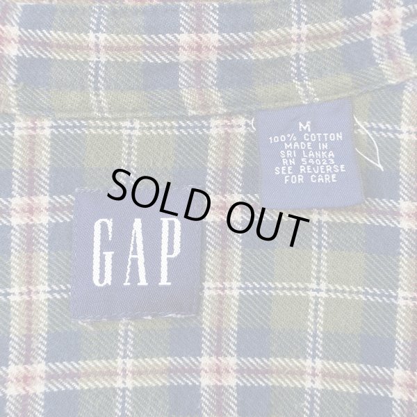 画像2: Early 00's OLD GAP フランネルボタンダウンシャツ (2)