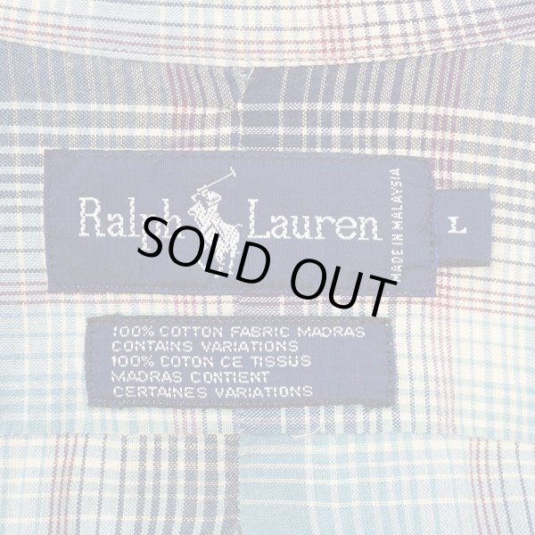 画像2: Early 90's Polo Ralph Lauren ボタンダウンシャツ "Blue Ombre Plaid" (2)
