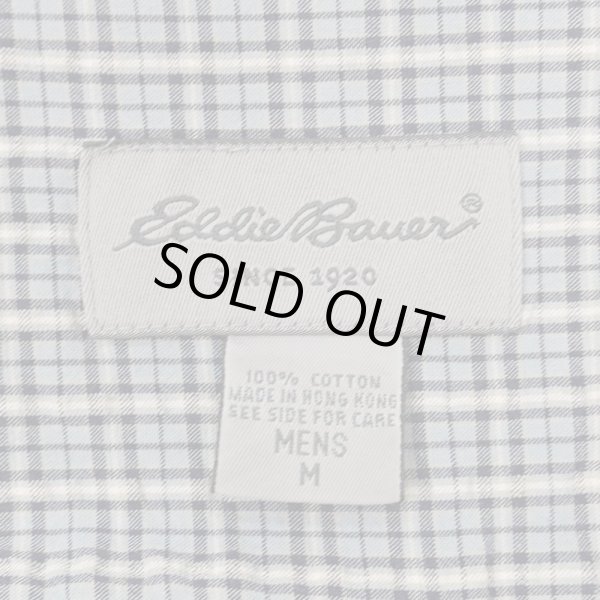 画像2: 00's Eddie Bauer S/S シアサッカーボタンダウンシャツ “Blue Plaid” (2)