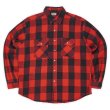 画像1: 90's FIVE BROTHER ブロックチェック柄 ヘビーネルシャツ "RED×BLACK / MADE IN USA" (1)