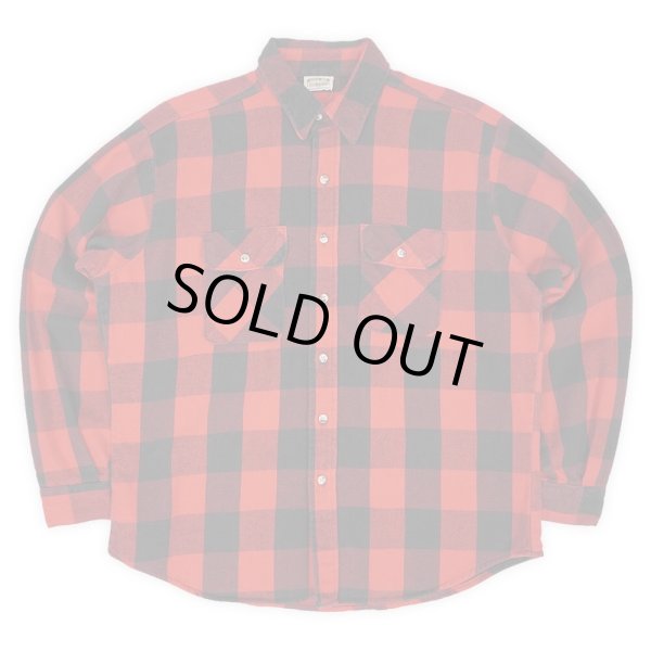 画像1: 90's FIVE BROTHER ブロックチェック柄 ヘビーネルシャツ "RED×BLACK / MADE IN USA" (1)